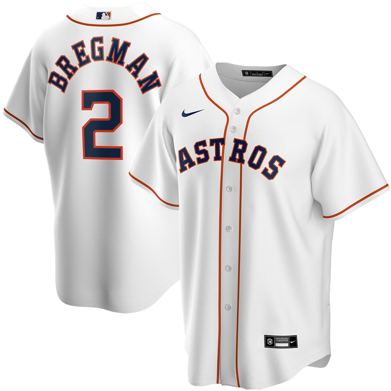 2020 MLB Men Houston Astros #2 Alex Bregman Nike White Home 2020 Replica Player Jersey 1